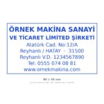 Logo Kaşe — Otomatik Geniş (80×45 mm) baskı örneği — logo + 7 satır