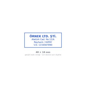Firma Kaşesi — Otomatik 40×16 mm (4 Satır) baskı örneği — 4 satır