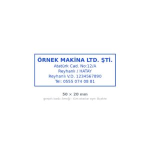 Şirket Kaşesi — Otomatik 50×20 mm (5 Satır) baskı örneği — 5 satır