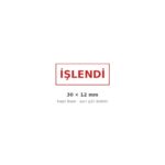 İşlendi kaşesi baskı örneği — 30×12 mm kırmızı