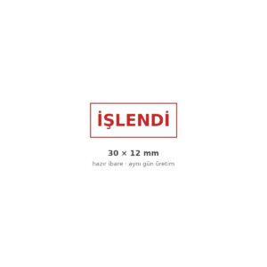 İşlendi kaşesi baskı örneği — 30×12 mm kırmızı