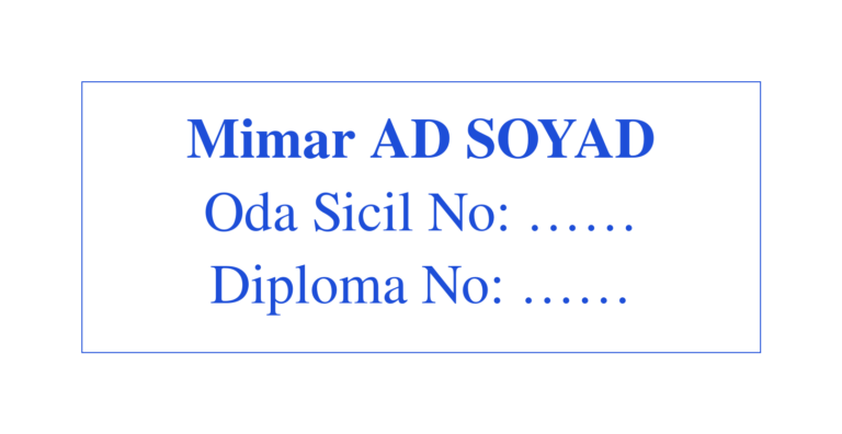Mimar ve Mühendis Kaşesi örneği — 50×20 mm otomatik kaşe baskı izi