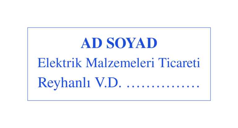 Şahıs şirketi kaşe örneği — 40×16 mm otomatik kaşe baskı izi: ad soyad, faaliyet unvanı, vergi dairesi
